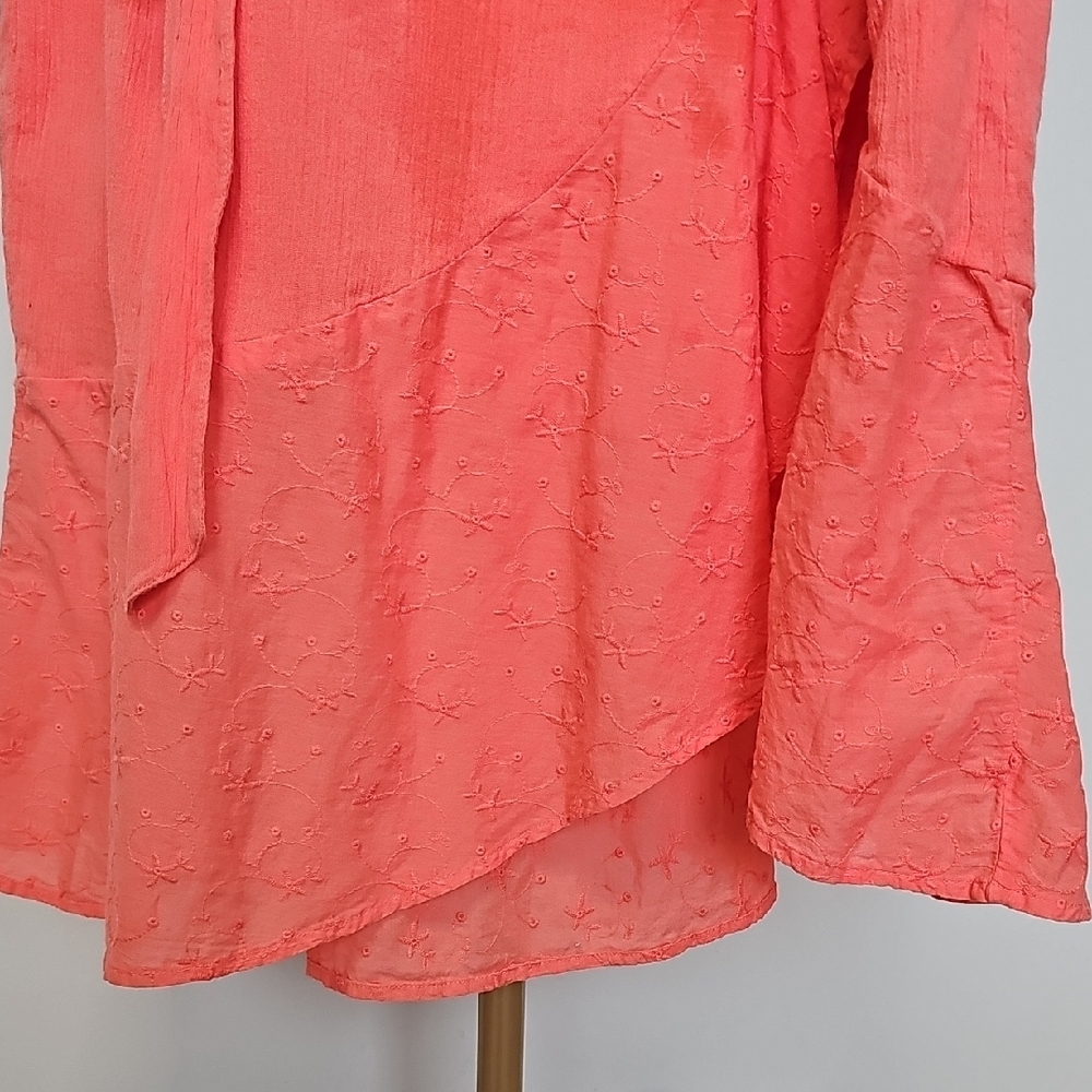 sofia by sofia vergara Coral Strapless Ruffle Wrap Midi Dress - Picture 8 of 9